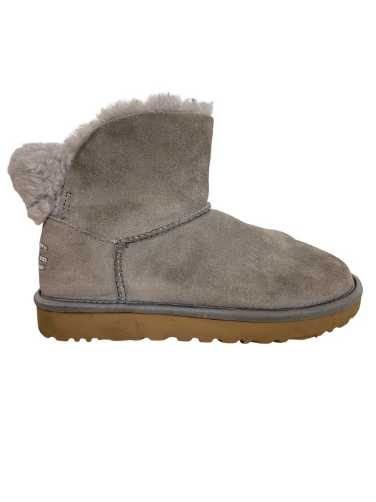 UGG Shoes - Ugg Boot Bootie Womens Size 6 Suede Shoe Gray Slide On Neutral Rhinestone Logo